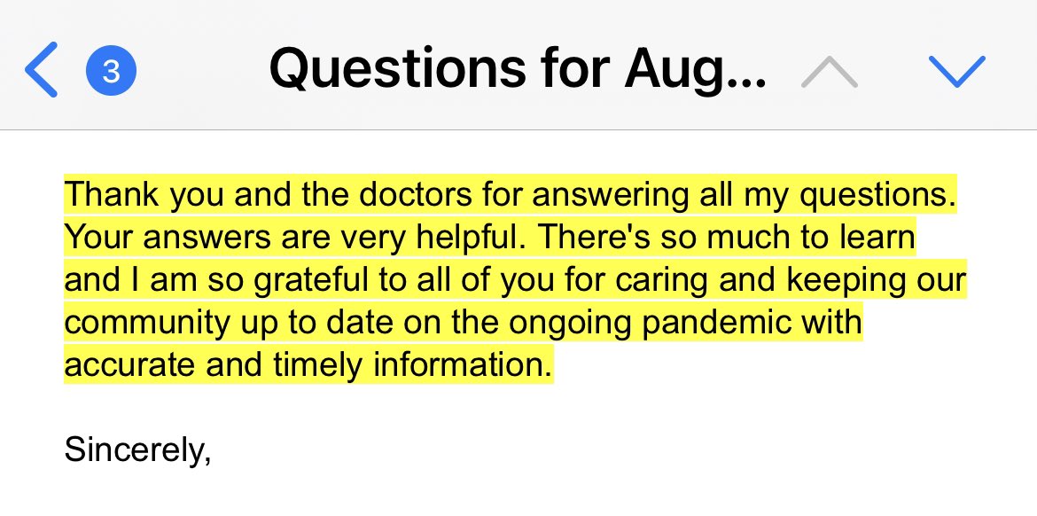 We have logged in well over 10,000 community engagement hours to help schools, congregations, and housing units stay safe during the pandemic and assuring they have the information and resources they need! Emails like this are 🤗 😊 Invest in the community! @medgreatergood