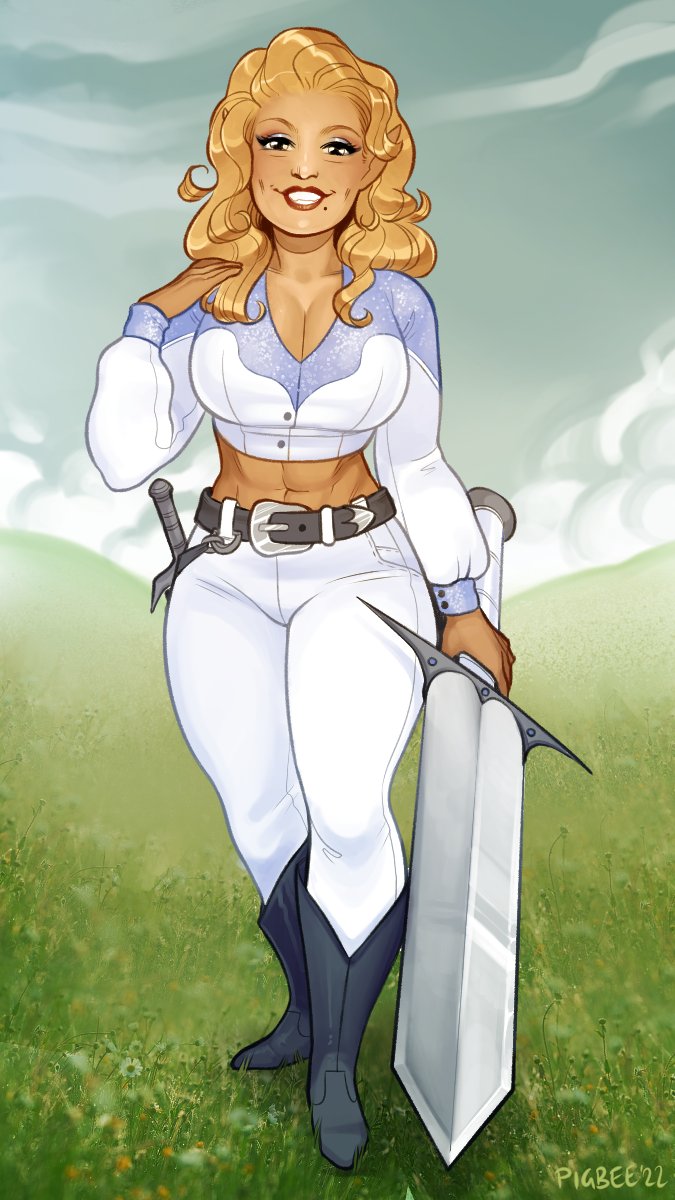 pigbee_art's tweet photo. Dolly Parton except she's a wood elf called Polly Darkhorn 🤠 https://t.co/IjVi8vqJy5