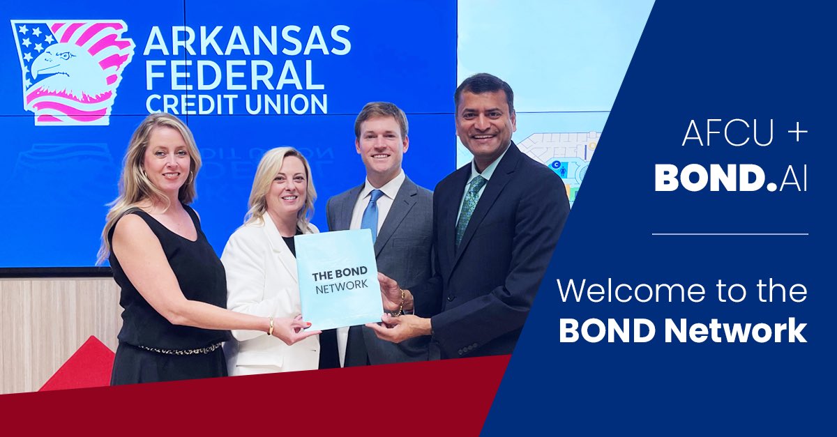 rgchokhani's tweet photo. Super excited with our partnership with Arkansas Federal Credit Union  serving local community and always keen to work on financial wellbeing of their customers. We are very pleased that they see value in our BOND Network to achieve it. https://t.co/NM9mOGgeB6