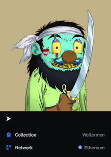 <a href="/WellermenNFT/">Wellermen</a> Late to the show, but I call him Mama's boy! #714 a little blurry thanks to my own 6 yr old mama's boy.