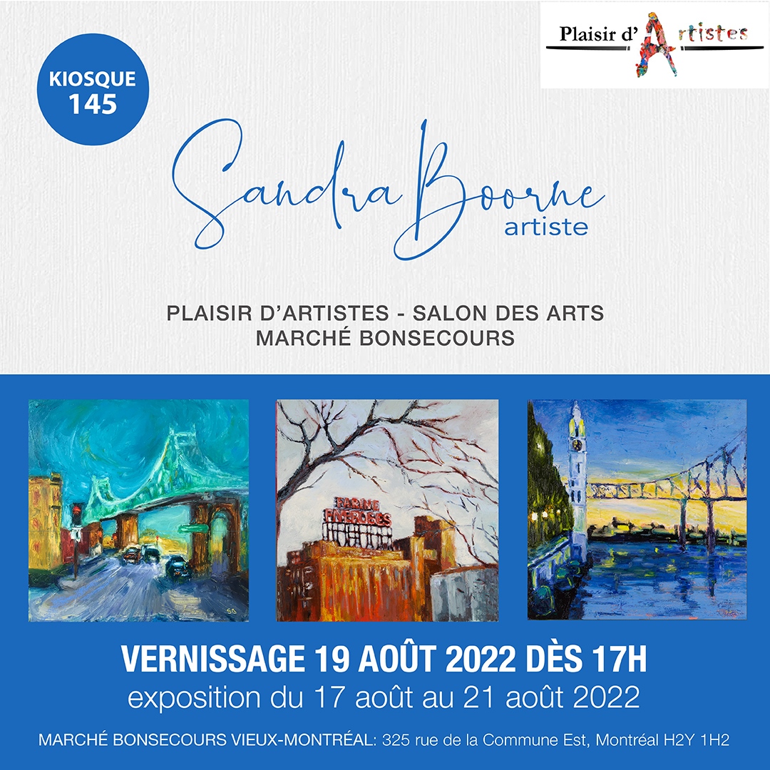 SBoorne's tweet photo. Très excitée de vous annoncer ma participation a l'exposition collective "Plaisirs d'Artistes" qui se tiendra au Marché Bonsecours de 17 au 21 aout. Je serai au kiosque 145.
325 rue de la Commune est. 
#montreal_gallery #canadian_art_daily 
#montrealarts #montrealartist https://t.co/sX3fpJSTaw