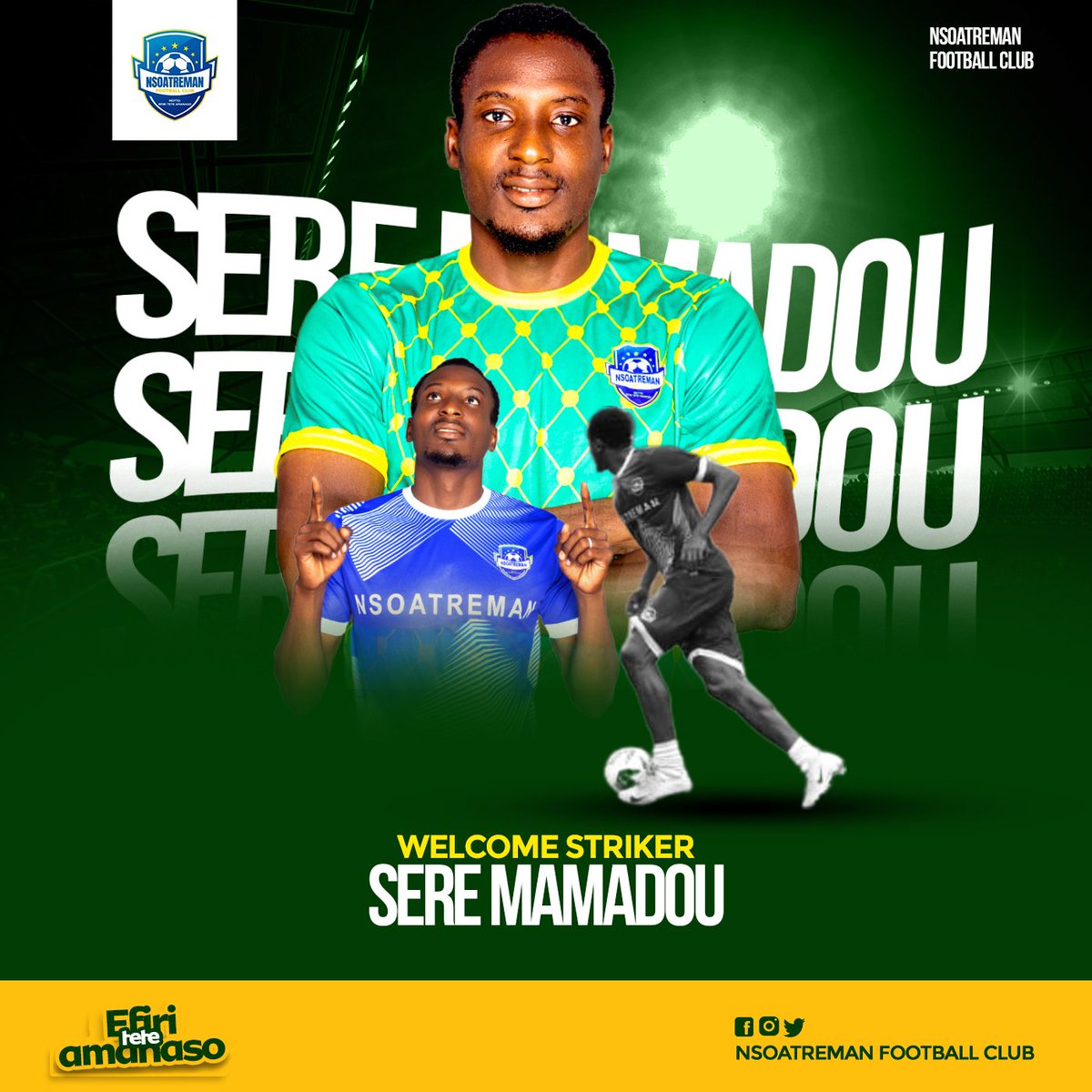 Nsoatreman_FC's tweet photo. 📋✍️|| THE BURKINABE🇧🇫 IS HERE
We are delighted to announce the
signing of a Burkinabe international,
#SereMamadou from Asec K De
Koudougou on a 3 year contract.
Enjoy your stay, striker.
#Bienvenue
@_owurakuampofo @SaddickAdams @GhanaLeague @BurkinaFasoRepo https://t.co/NNMkq0oQal