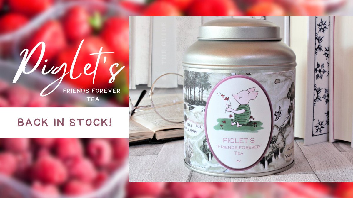 Good news! Our Piglet's Friends Forever #tea is now back in stock! 

This beautiful Strawberry and Raspberry fruit infusion is a hug in a tin. Share it with your very own Pooh Bear and put a smile on their face! bit.ly/3bgUPFf