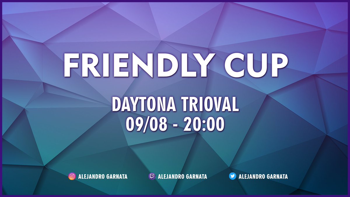 AGarnata's tweet photo. 🏁#FriendlyCup | #GT7
🏁Daytona Trioval
📅 09/08 - 20:00
📺 Twitch Alejandro Garnata https://t.co/U4kSQNvxUf