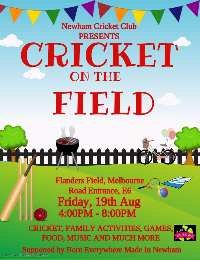 MadeInNewham's tweet photo. #Cricket On The Field With #madeinnewham
Friday on 19 August 
Let's Join With @MadeInNewham &amp; @Newhamcricket Club To Celebrate The Summer 
#cricketlover #BornEverywhere #London #TogetherWeCan #Newham #Hope #sports https://t.co/fNVBHPt6H0