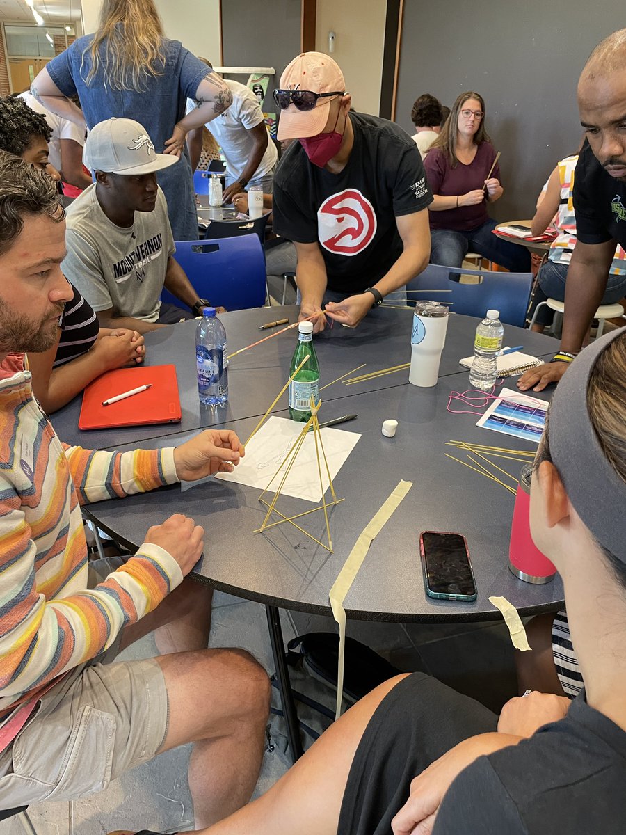 hannon_leah23's tweet photo. A team that designs together, stays together. Deep into this design challenge with MV Middle. Thanks, @ayersteach for a fun challenge! @TheMVSchool #mvmiddle #facultytournament #bettertogether #learningeachother https://t.co/O49l37x5On