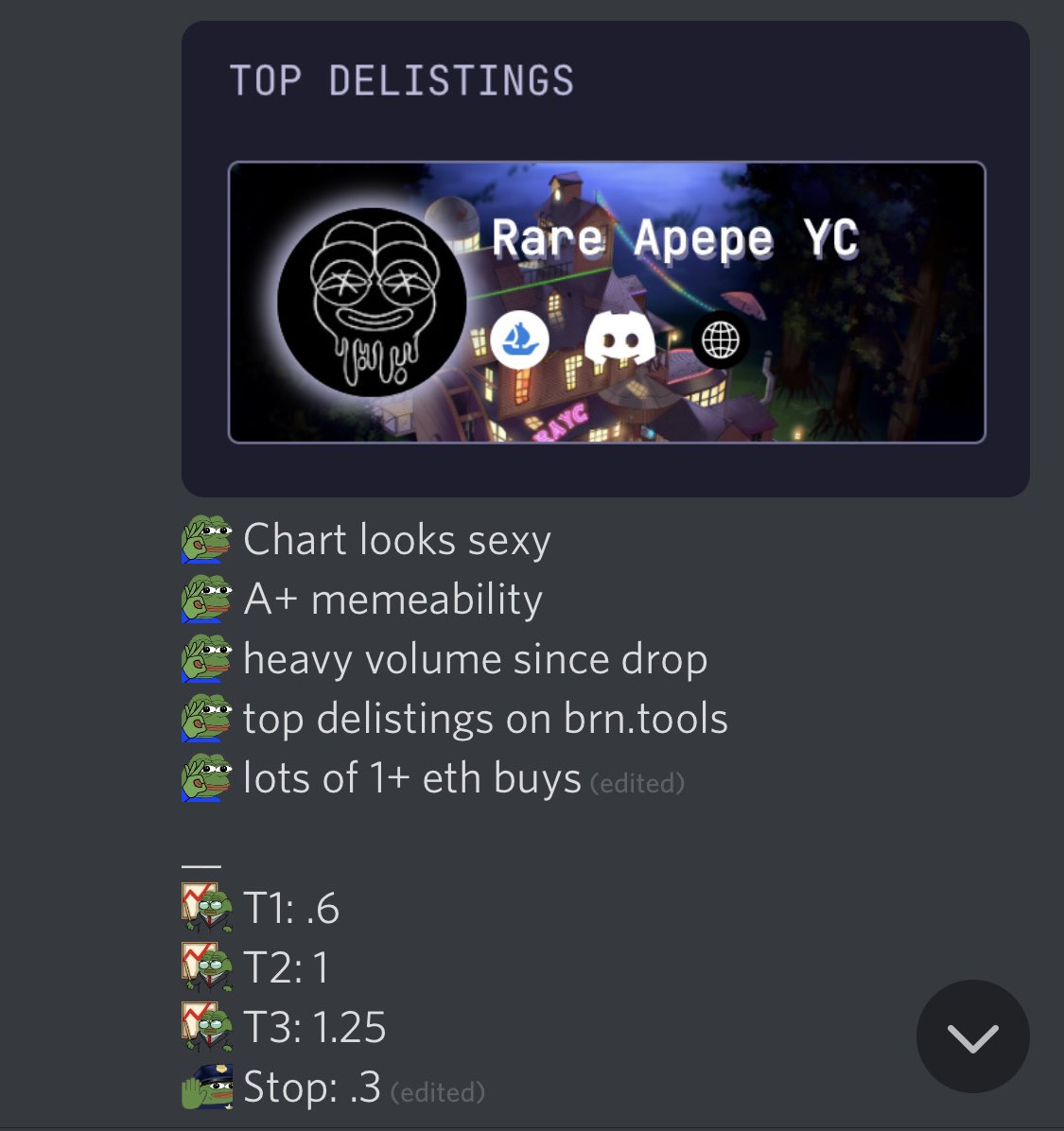 rugburners's tweet photo. Our holders got an alert to buy @RareApepeYC right before the pump while your alpha group was busy scalping .001 profits off a free mint. https://t.co/pKeYnFonQh
