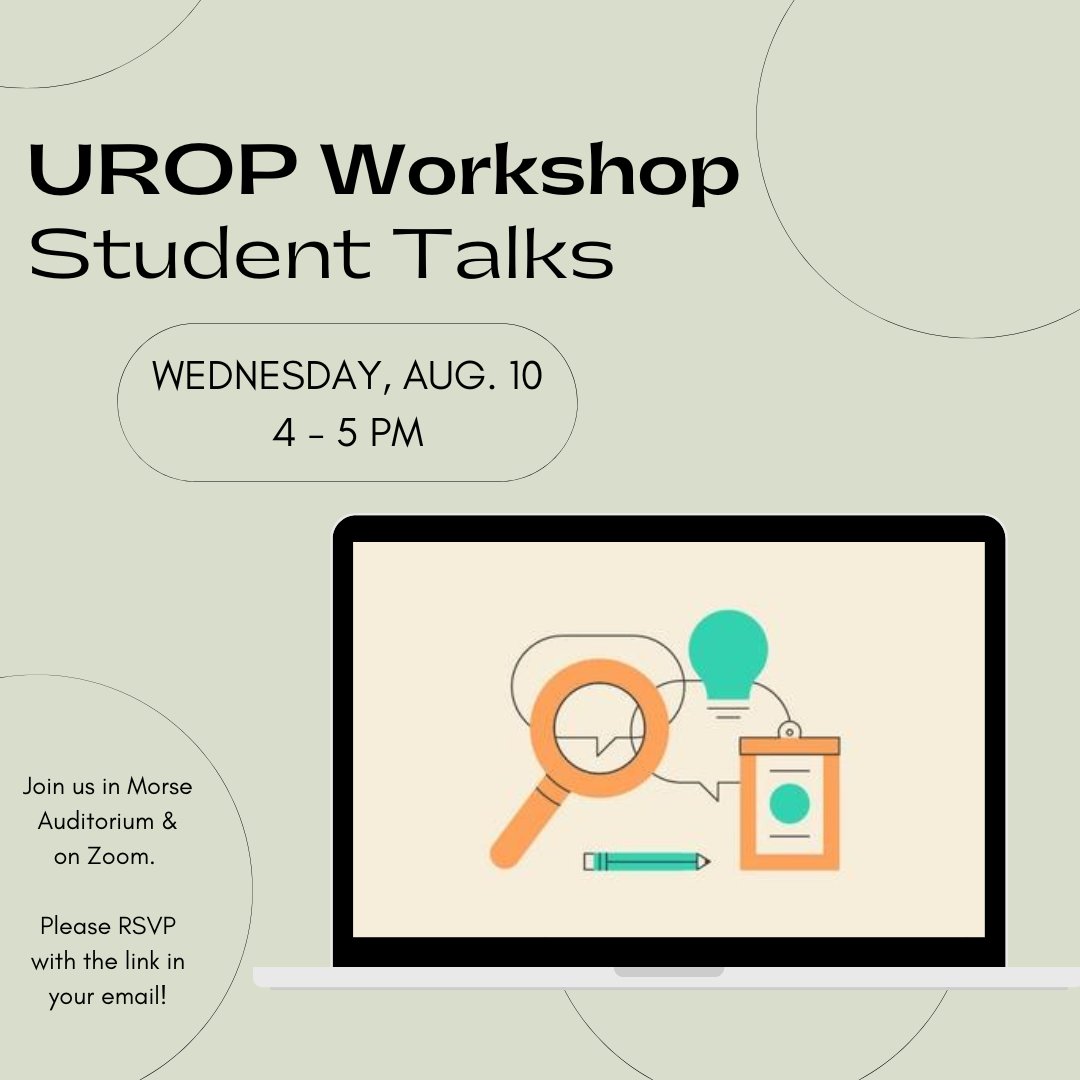BU UROP (@bu_urop) on Twitter photo Join us for our last workshop this Wednesday! 
This week, ten UROP students will share their summer's research with a 5-minute presentation. 
Free pizza for those who join us onsite, please RSVP with the link in your email. Looking forward to seeing you there! Join us for our last workshop this Wednesday! 
This week, ten UROP students will share their summer's research with a 5-minute presentation. 
Free pizza for those who join us onsite, please RSVP with the link in your email. Looking forward to seeing you there!