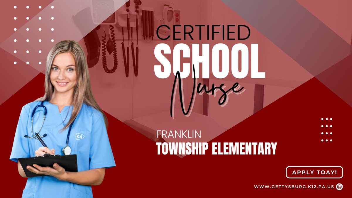 🚨JOB ALERT🚨

GASD is seeking a Certified School Nurse at FTE. Full-time position at 7.5 hours per day, 190 days per year.

- Valid PA Teaching Cert in School Nurse is req'd (or willingness to obtain)
- Certified in CPR &amp; Basic First Aid

Apply today > gasd-pa.org/jobs