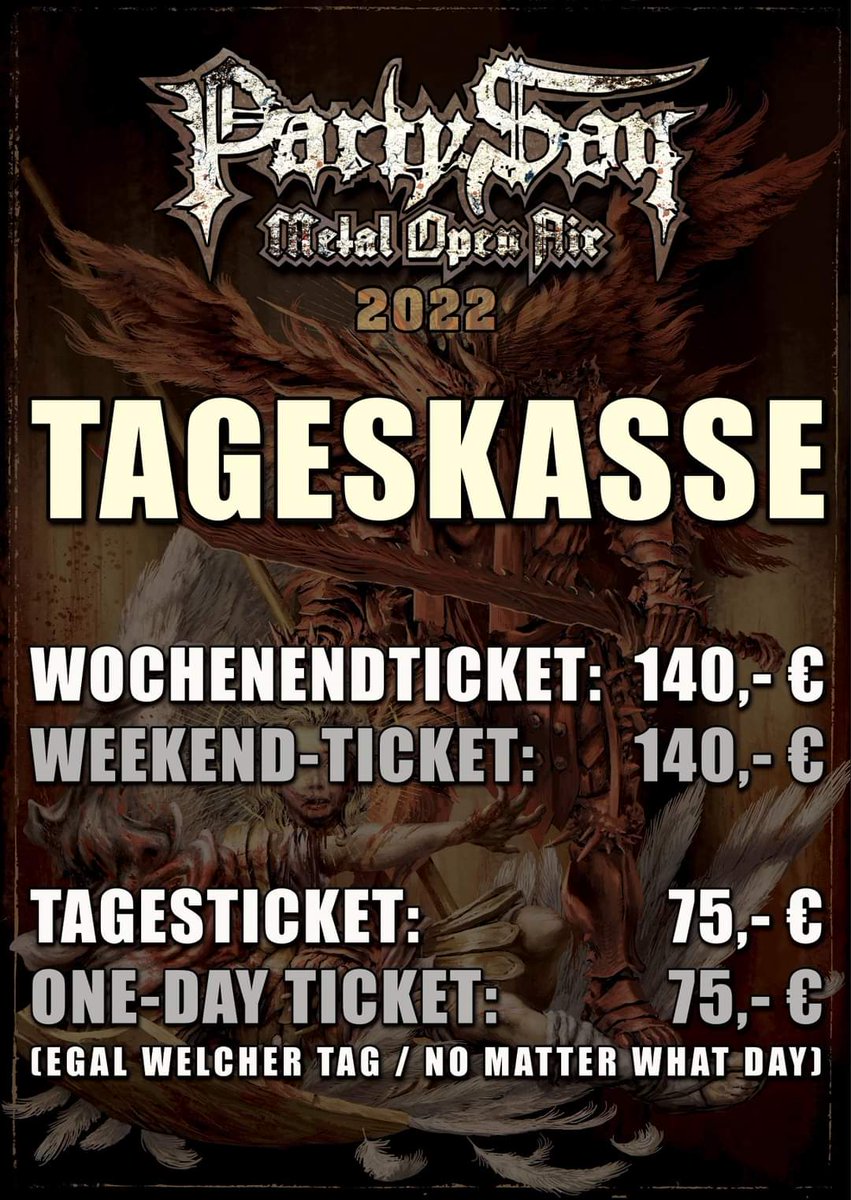 Since there has been some questions: we are NOT sold out - there are enough tickets at the box office. We're waiting for you - open tomorrow 10AM 
#psoa #psoa2022 #partysan #metal #festival #schlotheim #cubalibre