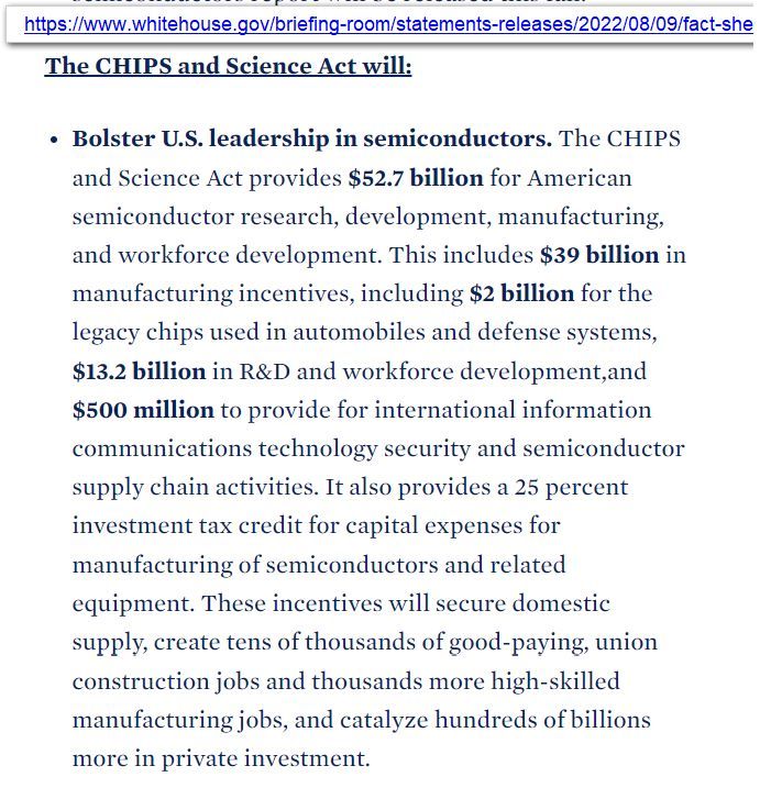 OGAWA, Tadashi on Twitter "=> FACT SHEET CHIPS and Science Act Will