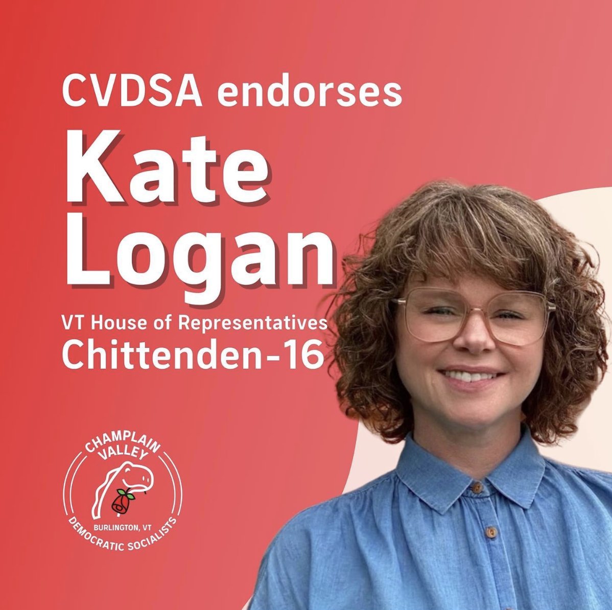 The Champlain Valley Democratic Socialists will be voting for me TODAY!