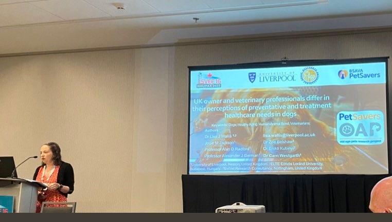 OldAgePets's tweet photo. @CarriWestgarth just presented our results "UK Owner & veterinary professionals differ in their perceptions of preventative and treatment healthcare needs in dogs" @isvee2022 in Halifax Canada. #ISVEE2022 #ISVEE16 #ISESSAH #16ISVEE2022 #epitwitter #vetepi #veterinaryepidemiology https://t.co/G5hqMrLNZO