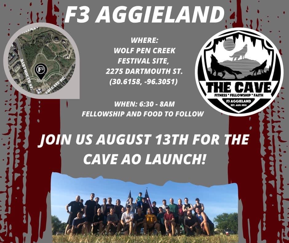 F3 Aggieland Region is officially launching this Saturday August 13th. Come join us in Bryan-College Station, TX for fitness, fellowship, and faith. 

#f3nation #f3houston