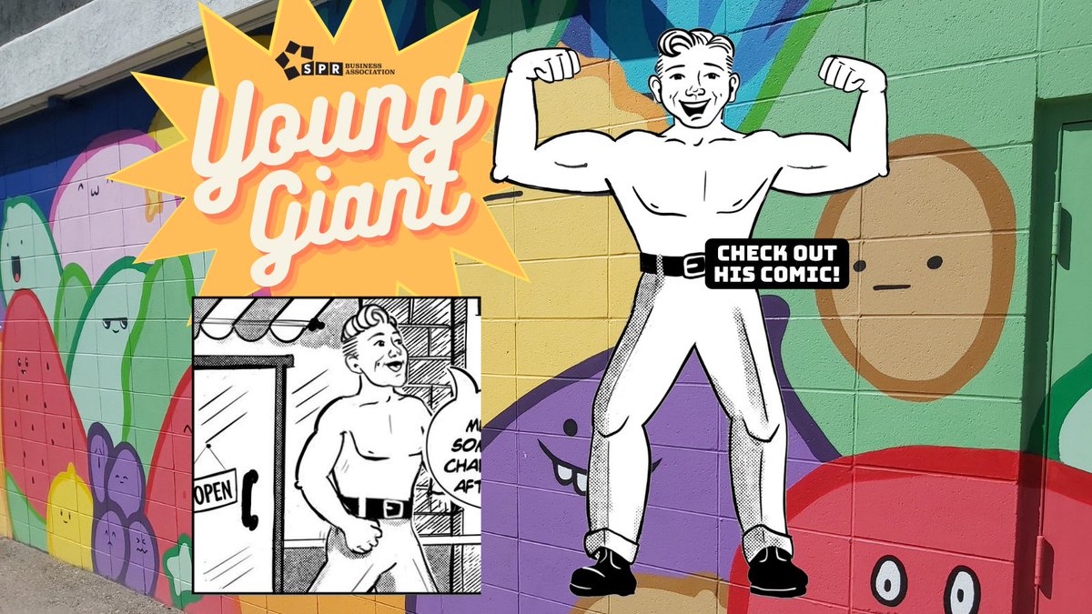 StonyPlainRoad's tweet photo. He's back!  Check out episode three of The Adventures of THE YOUNG GIANT, a limited edition comic panel that we'll be publishing over the month of August! The first strip is available here at https://t.co/SoFbFmHxs5

#sprba #stonyplainroad #younggiant #shopllocal #yeg https://t.co/mOpHTDPWyv