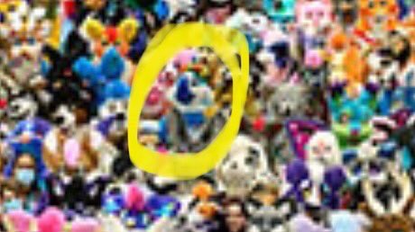 DrawingDroplet's tweet photo. Oh my fricking god so many furries!! Yellow circle is me lol #furries #fursuit #megaplex2022 https://t.co/yfsZNVAwLq