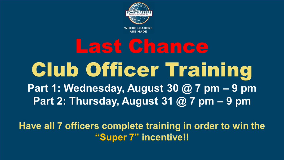 Last Chance TLI Registration is now LIVE!!
Visit tmd55.org for registration details.