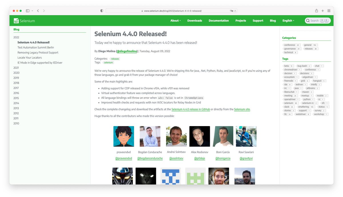 Selenium 4.4.0 is out 🎉🥳

Check all the details at selenium.dev/blog/2022/sele…

Get it through your preferred package manager or at selenium.dev/downloads/