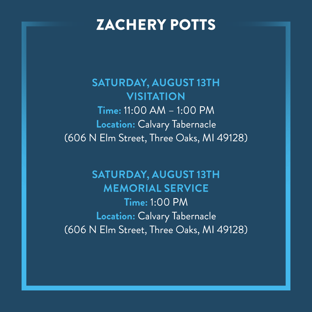 The families &amp; loved ones of our beloved Congresswoman Jackie Walorski, Emma Thomson &amp; Zachery Potts are grateful for the outreach &amp; support they’ve received.

Please find funeral arrangement details &amp; info on where to send contributions &amp; post condolences to honor their memory.