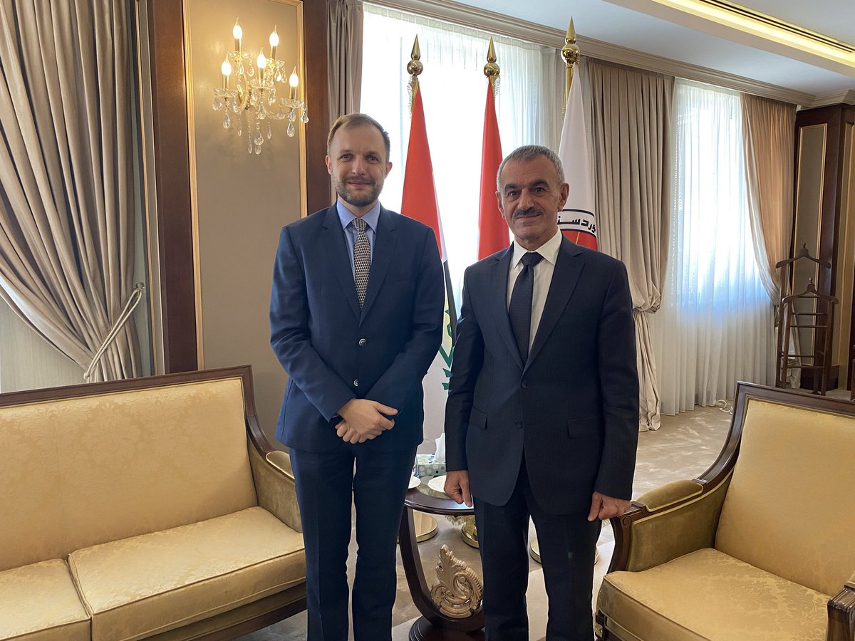 MustafaSaidQadr's tweet photo. Productive meeting with a delegation from the UK consulate in Erbil, headed by @jamie6, Deputy Consul General. We discussed the current political situation in Iraq and KRI, emphasising the recent presidential committee’s work on the upcoming KRI elections. https://t.co/kL9VenvGFS
