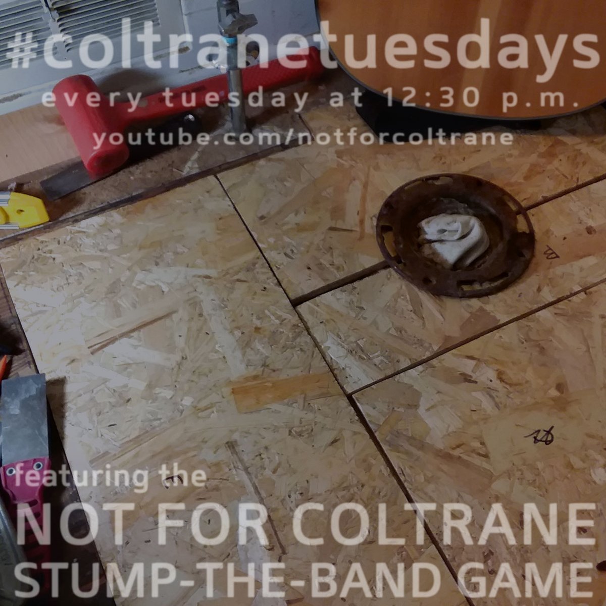 NotForColtrane's tweet image. Though the bathroom repair project still (STILL!) isn't finished, things are beginning to come together! Join me again in the #bathroomofdisrepair for this week's #coltranetuesdays show - TODAY (Tuesday) at 12:30 p.m. at youtu.be/mqjxulU-cwY
#music #webcast #nfcstumptheband