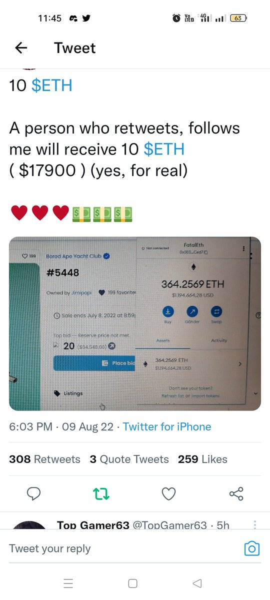 charl_Vanvan's tweet photo. @BTCETHRich Hoping this is real. 

0xfbc807b2fed3b9305f4faf34eec0833f9954a391

Erc20. https://t.co/rwvSzrmRmT