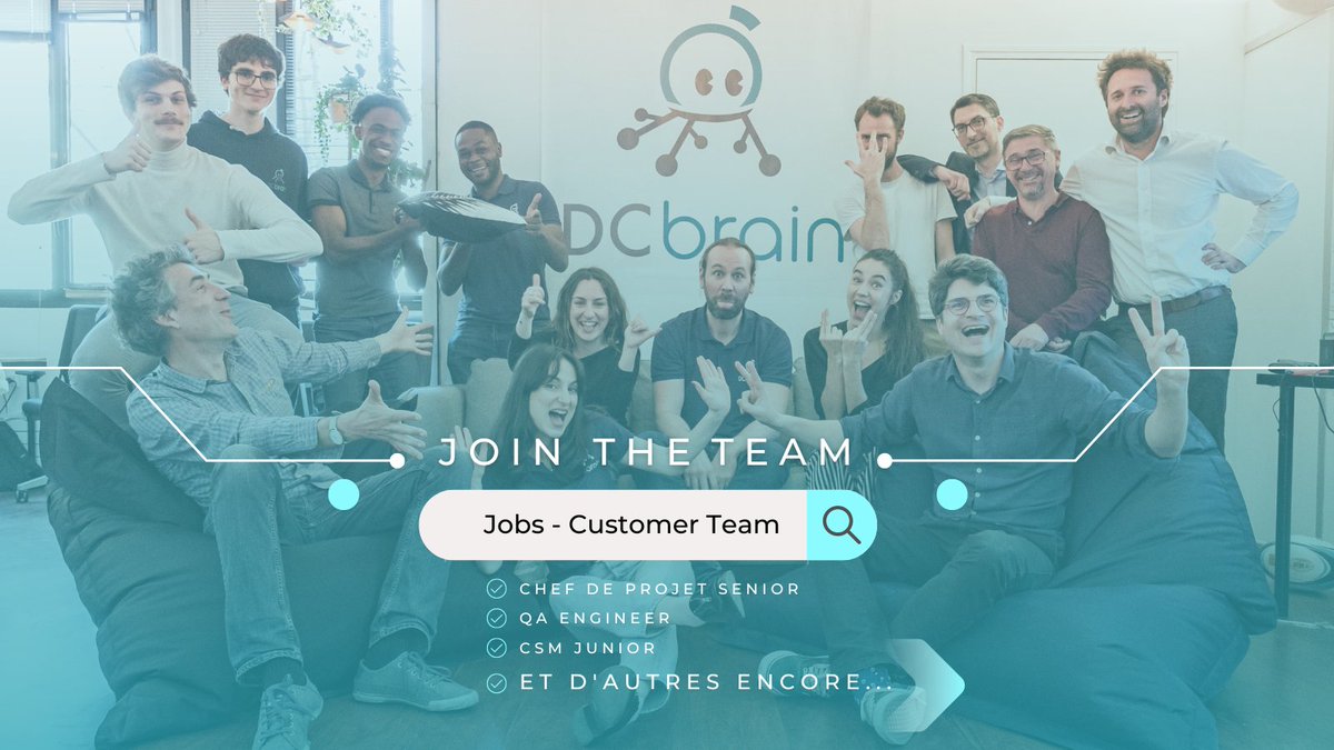 Nous sommes de retour sur Twitter 🥳🐣
Avec une news qui devrait en intéresser certains... DCbrain s'agrandit et nous cherchons nos futurs talents ! Cette semaine, retrouvez toutes nos offres pour rejoindre la #CustomerTeam 👉 bit.ly/3Pdn1Mm

#joboffer #startup