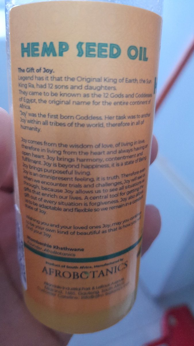 <a href="/afrobotanics/">afrobotanics</a> The first day I bought this oil, I wasn't buying the oil but buying the story, I don't know what led me to that isle at Clicks but I found myself reading this story and I had to add it to my basket, we used and loved it with my sweetheart, we now the customers