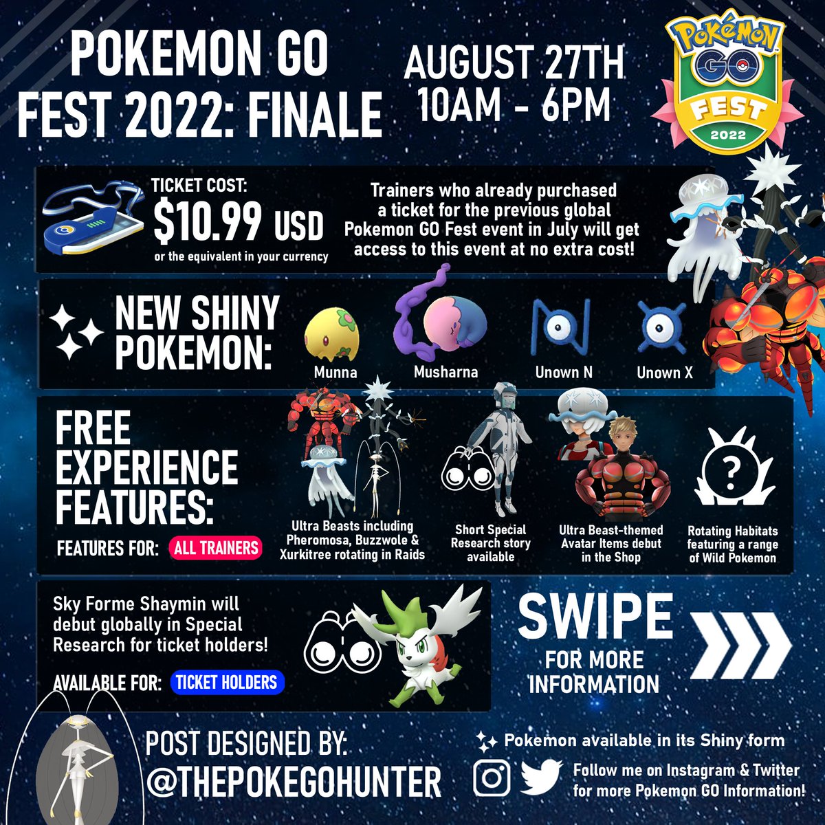 Pokémon GO Fest 2022: Finale event details revealed—Ultra Beasts, Sky Forme  Shaymin, and much, much more!