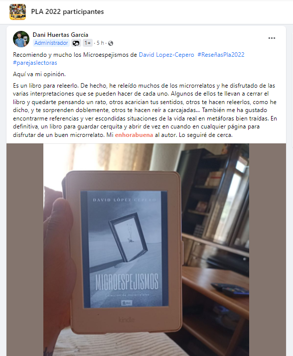 DavidLCepero's tweet photo. ¿No es una alegría encontrar reseñas así?
#Microespejismos
Disponible en este enlace: https://t.co/vpHs2Ih2WA
de #Amazon, #Gratis con #KindleUnlimited

#Microrrelatos #LibrosRecomendados #LecturaRecomendada #Reseñas #PLAS2022 https://t.co/pbuStO2e8J