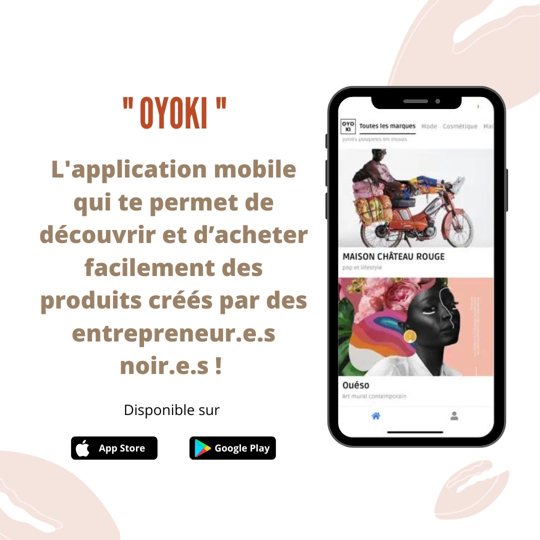 Une #appli pour découvrir facilement les créateurs de #marques #afro et leurs produits confectionnés avec excellence ! 
📲 @oyoki_app est une #application #mobile permettant de découvrir et d’acheter simplement des produits créés par des entrepreneurs noirs !