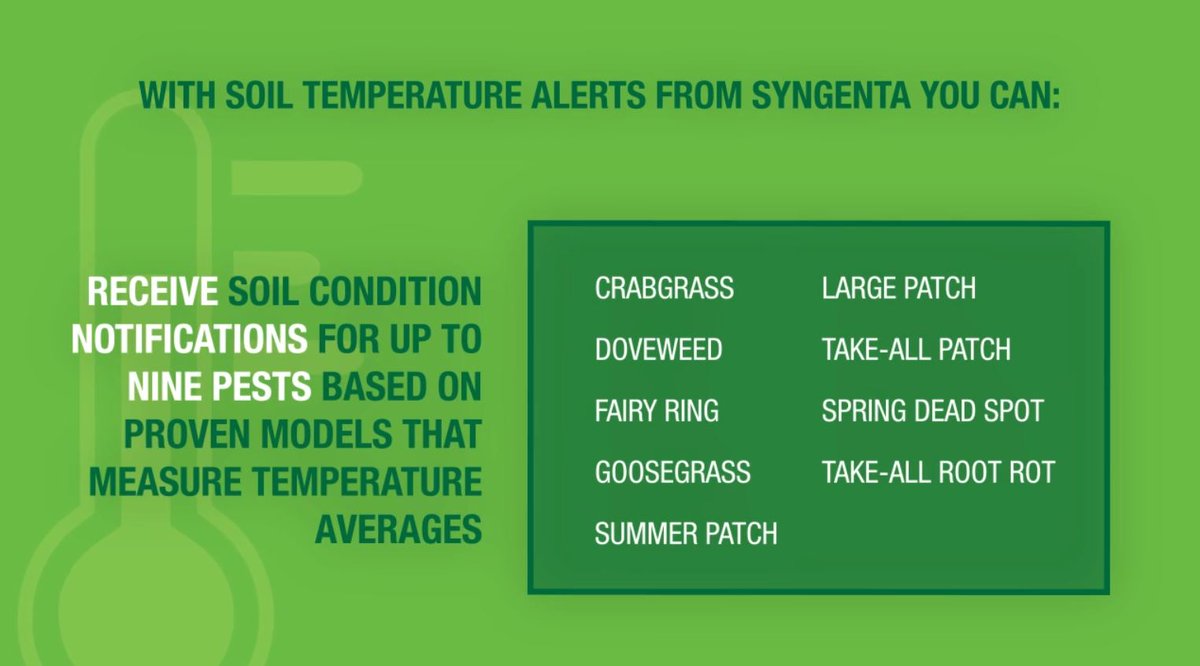 SyngentaTurf's tweet image. Monitoring soil temperatures 🌡️ can help you control fall pests like #SpringDeadSpot and #TakeAllRootRot.

Sign up for our soil temperature alerts to help improve your application timing: ow.ly/hFi750KeS3r