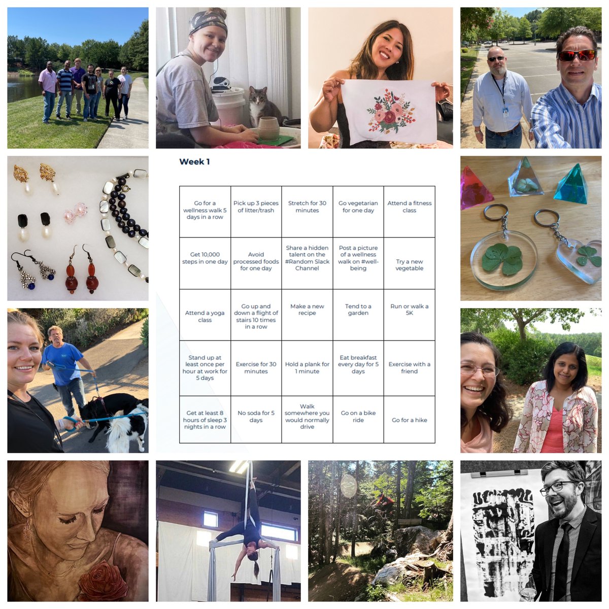 Metabolon's tweet photo. In celebration of #NationalWellnessMonth, our wellness committee is hosting four week-long BINGO challenges. For week one, we all got out for daily wellness walks and showcased our hidden talents (and hobbies)! #MetabolonLife #wellbeing #corporatewellness https://t.co/GNH1zqbmMu