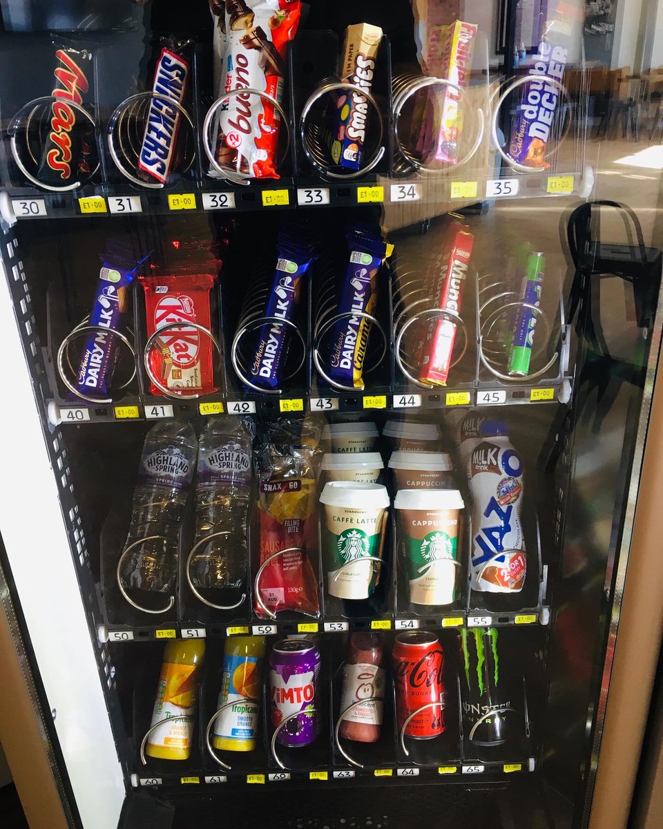 AndyDilnot's tweet photo. Our vending machine has been recommissioned and is now back open!!! 
Go check it out the next time you’re in the building!!! 
#Sausagerolls
#starbucksicedcoffee
#YazooMilkshake
#monsterenergy
#InnocentDrinks
#tropicana #newhorizoncentre https://t.co/OHN3kenkY4