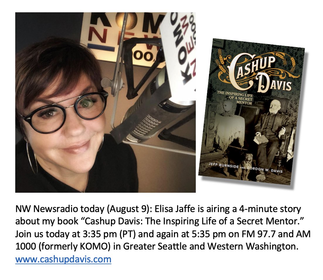 jeffburnside's tweet image. TODAY 3:35pm PT and 5:35pm PT, join us as journalist Elisa Jaffe peers into my new book “Cashup Davis: The Inspiring Life of a Secret Mentor.” What a story! @ElisaJaffe Listen live: nwnewsradio.com #cashupdavis #books #bookstagram