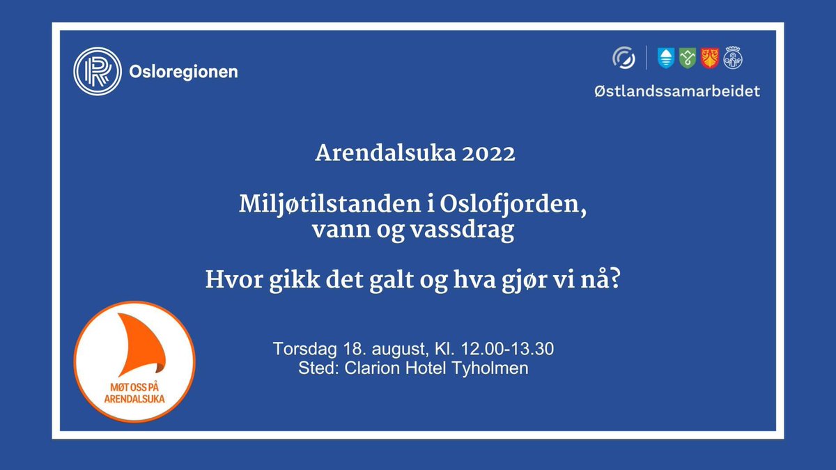Osloregionen (@osloregionen) on Twitter photo Vi skal snakke om miljøtilstanden i Oslofjorden den 18. august på Arendalsuka. Ses vi der? @Ostlandet <a href="/WWFNorge/">WWF Verdens naturfond</a> <a href="/NIVAforskning/">NIVA</a> <a href="/NorskVann_/">NorskVann_</a>
program.arendalsuka.no/event/user-vie… Vi skal snakke om miljøtilstanden i Oslofjorden den 18. august på Arendalsuka. Ses vi der? @Ostlandet <a href="/WWFNorge/">WWF Verdens naturfond</a> <a href="/NIVAforskning/">NIVA</a> <a href="/NorskVann_/">NorskVann_</a>
program.arendalsuka.no/event/user-vie…