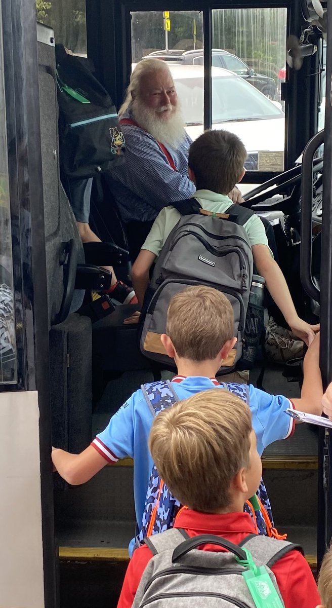 When the day care bus shows up with a special driver…you know it’s going to be a magical year. #santasdriving #rnegreatthings <a href="/Mrs_ThompsonCST/">EB Thompson</a>