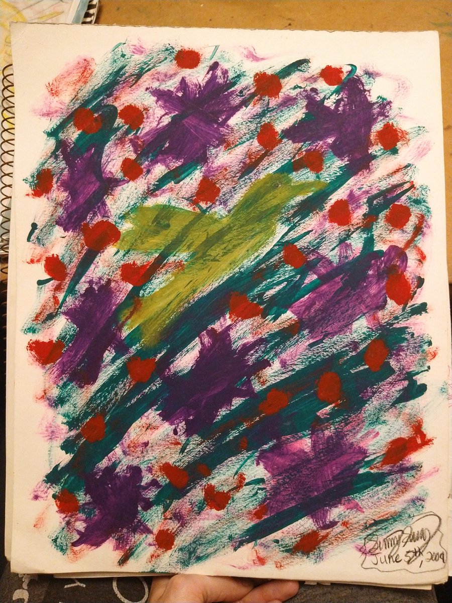 Secluded_Sandal's tweet photo. Thirteen years ago I painted a wannabe abstract hummingbird in a flower bush 🤪 https://t.co/NPUoCov98k
