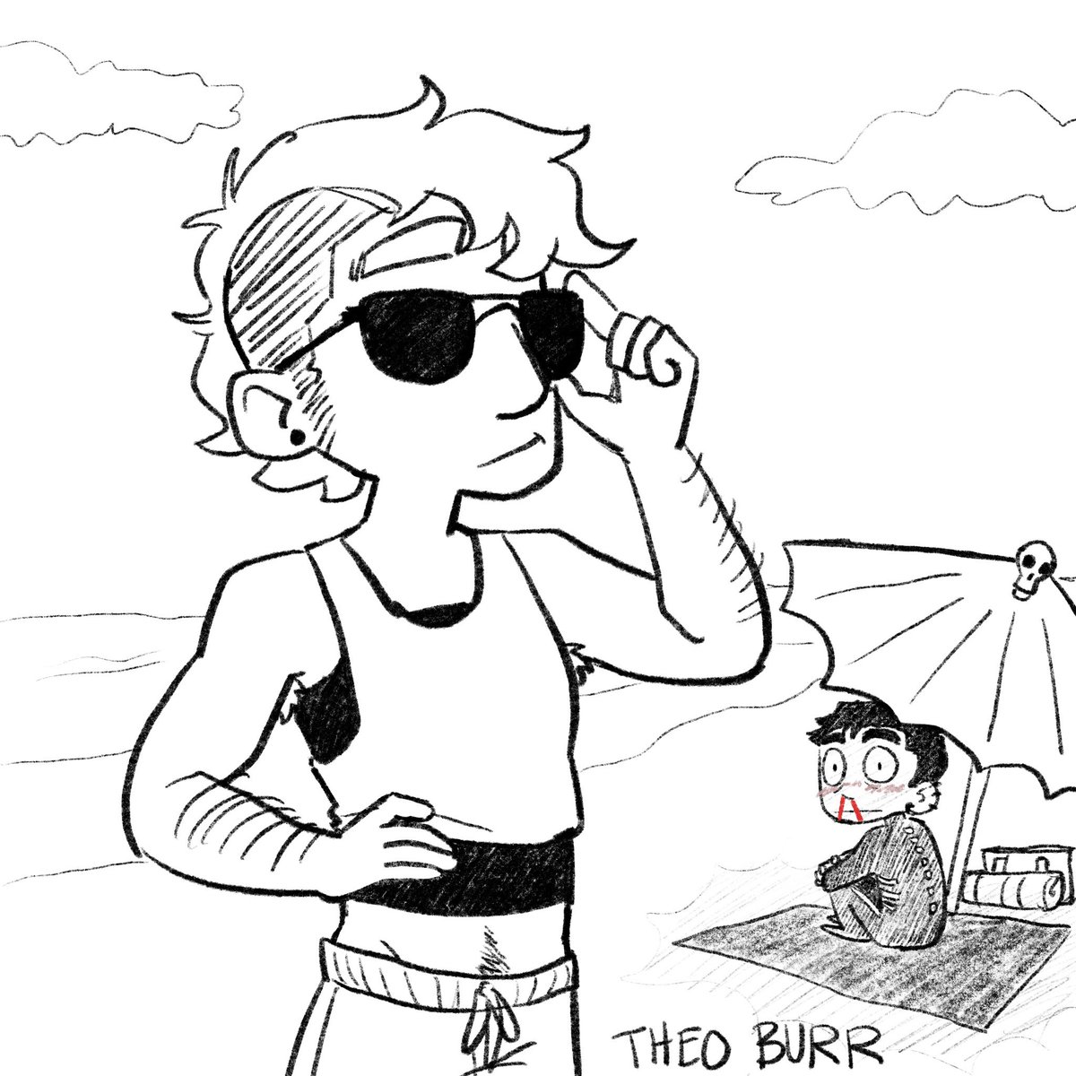 lambocalypse's tweet photo. Beach Day

this started as just wanting to draw Gideon with my new haircut but then it turned into a beach episode. and yes Harrow is wearing a full body skeleton wet suit.

#griddlehark #gideonnav #harrowhark https://t.co/DccKciQse7