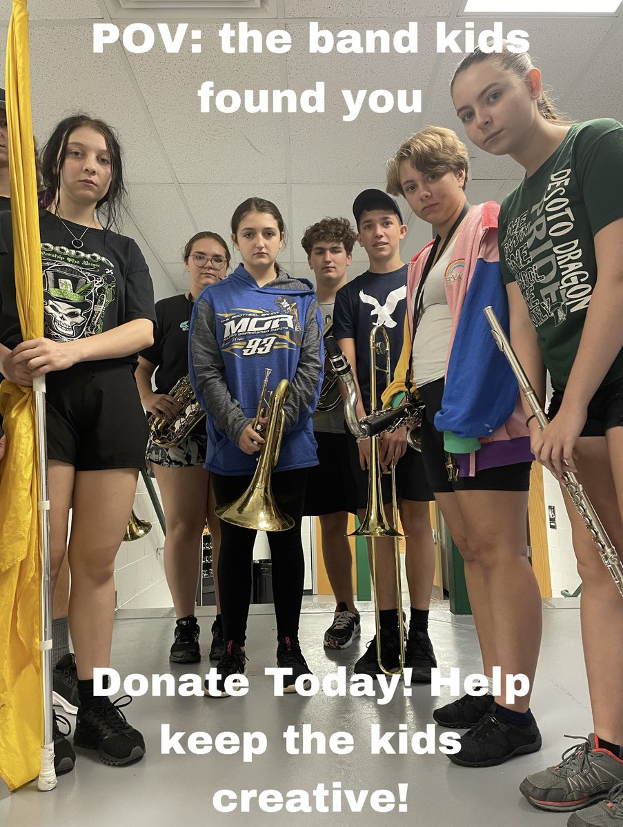 DeSotoBands's tweet photo. Team 3 submission- Like, Comment, and Share this photo to support this team!

The De Soto Bands will be running a donation drive today in order to help raise funds. Please consider donating and sharing this pic. https://t.co/TUKJAhs95Q https://t.co/1Xl6MLNvhv