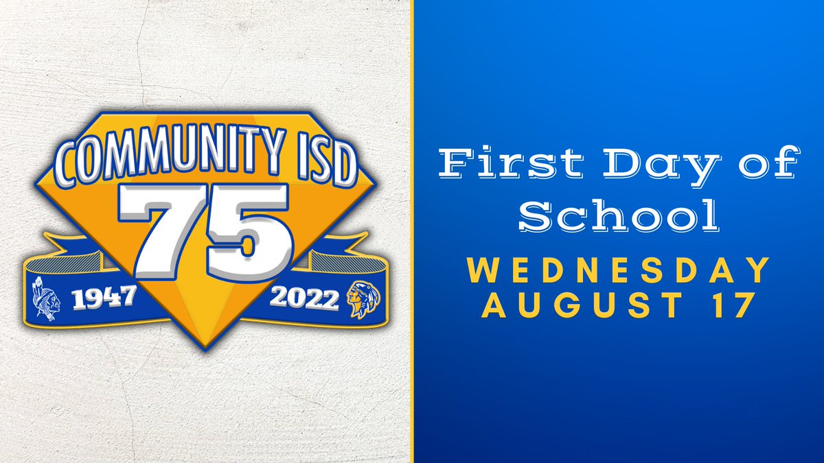 We're ONE WEEK AWAY from the first day of school in Community ISD! 

Academic Calendar:
🔗 cisd.tiny.us/cal2223

#BraveNation #BackToSchool