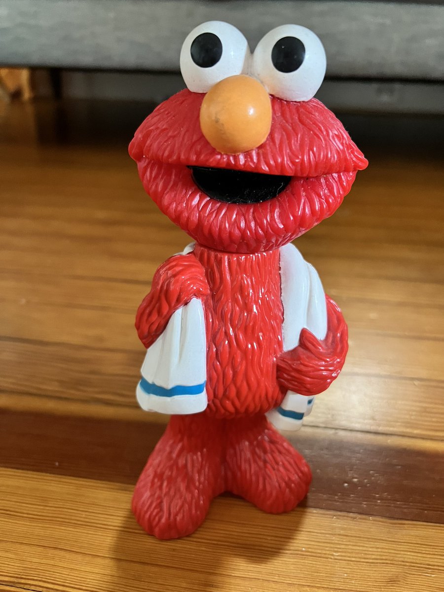 Found this at an antique market labeled “bathtime Elmo” but obviously this Elmo is Jewish and leading us all in prayer.