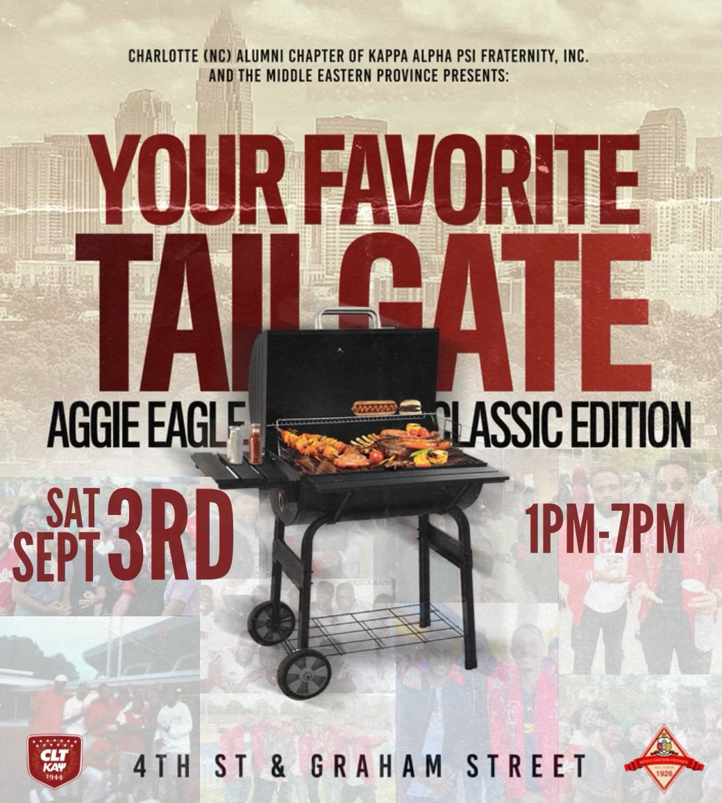 The Aggie-Eagle Pre-Game with the NUPES before the Duke’s Mayo Classic. 

Anybody can do a tailgate. Come experience the “Spektator Suite” with your favorite Kappas from NC A&amp;T, NCCU, and across the Carolinas! 

FREE food, beverages, music, and MUCH more.

#AggieEagle