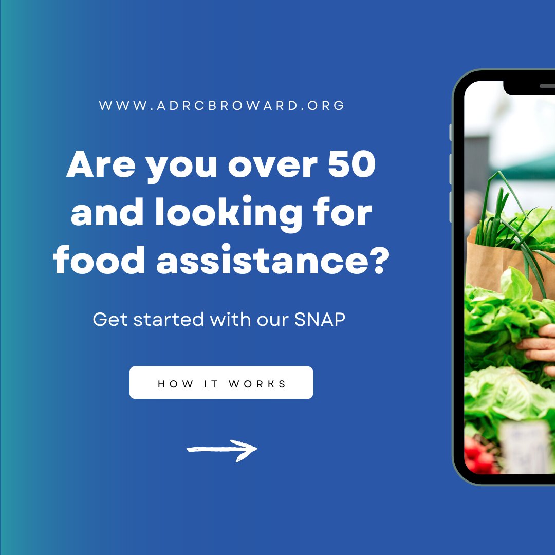 AAgencyonaging's tweet image. Are you a #BrowardCounty senior 50+ looking for food assistance?
🛒 Swipe through to see how our #SNAPProgram works and give us a call to get started (954) 745-9779