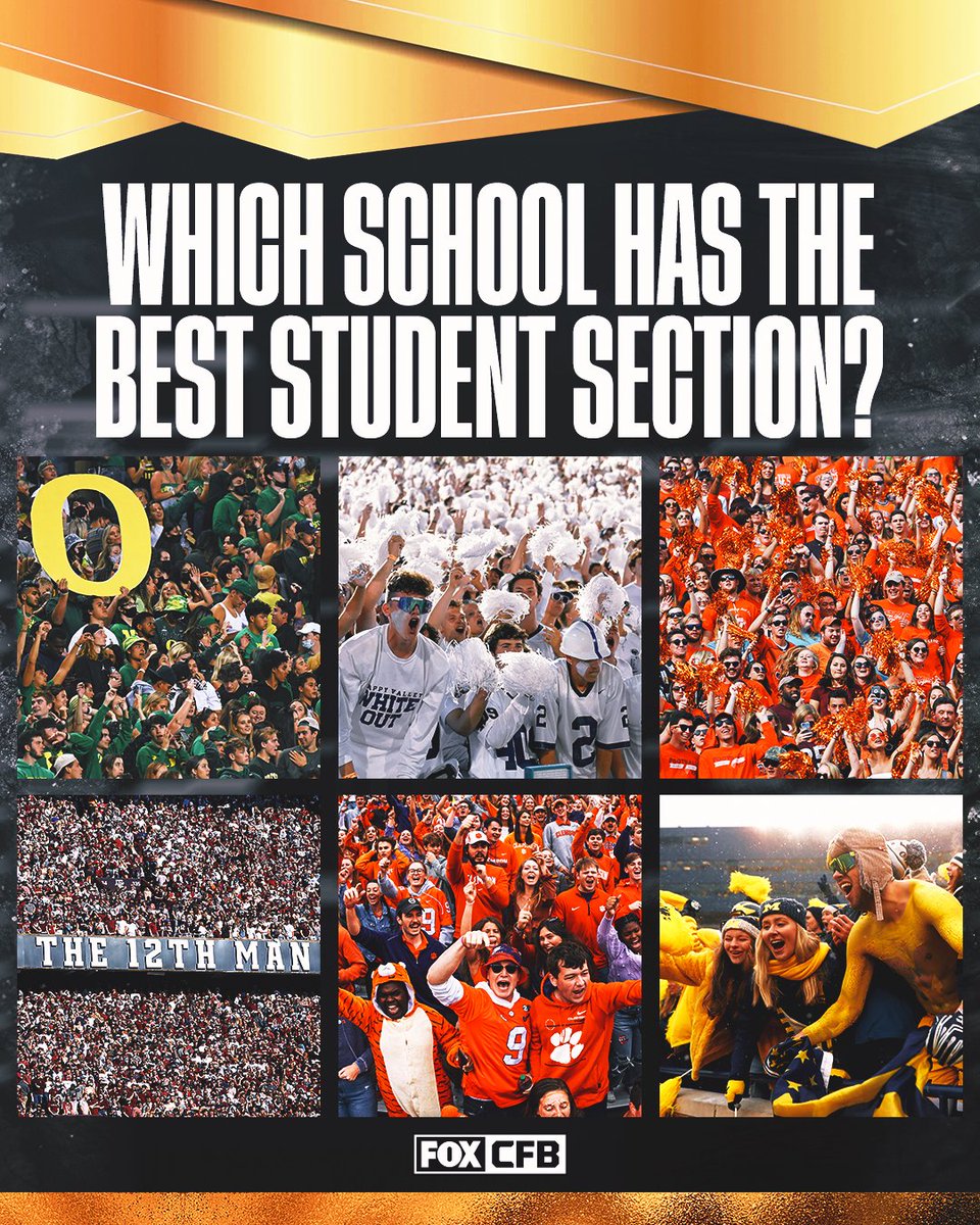 CFBONFOX's tweet image. Which school has the best student section in college football? 🏟🤔
