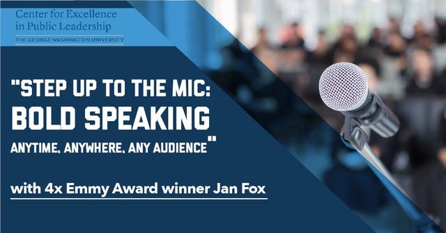 gwcepl's tweet photo. GW-CEPL is pleased to announce the launch of a new cohort of its Executive #Communications: Step Up to the Mic (STEP) program with the 4x Emmy award winner Jan Fox. Join us ONLINE from Sept. 28-29 &amp; Oct. 5-6 (9:00 AM - 1:00 PM EST): https://t.co/7VZQc3xkU4 https://t.co/OpTcfcD18a