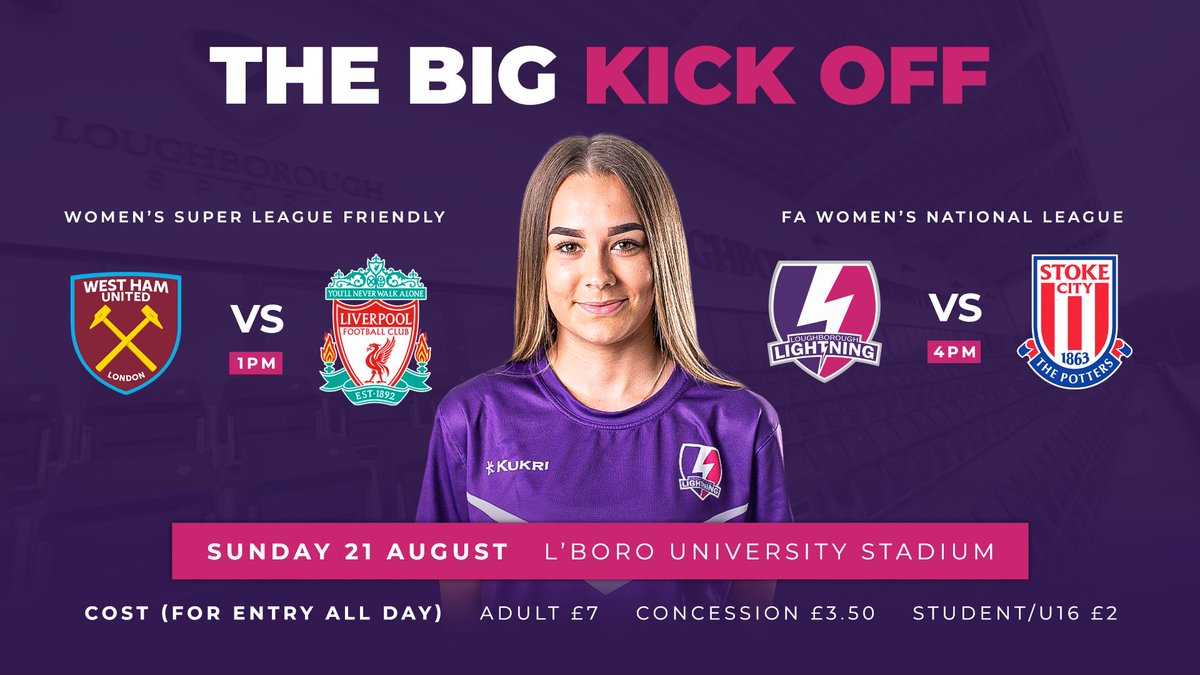 Inspired by the #WEURO2022 ?🏴󠁧󠁢󠁥󠁮󠁧󠁿

Want to support the <a href="/FAWNL/">FA Women's National League</a> Big Kick Off whilst ALSO having the opportunity to watch <a href="/BarclaysWSL/">Barclays Women's Super League</a> football on the same day ?🤯

We are hosting a double header to kick off the 22/23 season!⚡️

Tickets  👉loughboroughsport.ticketline.co.uk/order/gateway/…