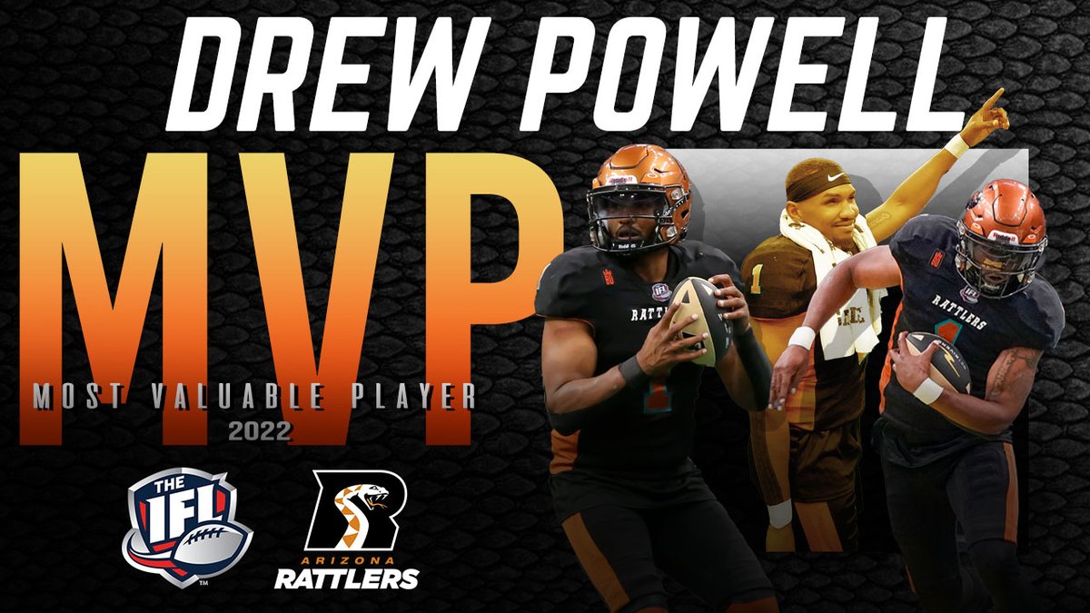BACK TO BACK! Congrats to Drew Powell on being named the 2022 IFL MVP. 🏆

Powell led the IFL in passing yards, touchdowns, quarterback efficiency rating, and completions while also finishing 2nd in completion percentage. 🔥