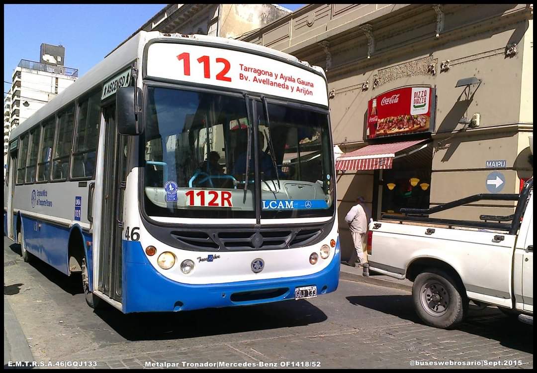 BuseswebRosario's tweet photo. Empresa Mixta de Transporte Rosario S.A. 46 #Linea112 Barrio Hume - B° 7 de Septiembre x calle Casilda
Mercedes-Benz #OF1418 -52. #2015 https://t.co/O1EloskeWt