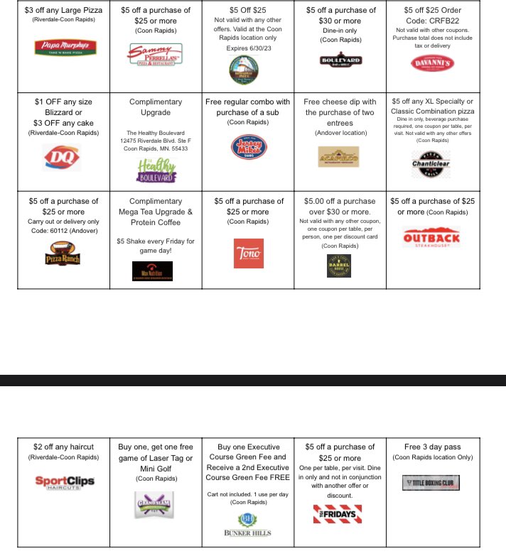 Help support Coon Rapids Football by buying our annual fundraising discount card! 

Keep an eye out for our football players selling cards around the community. Any help is appreciated! #WeAreCR #WinningEffort
